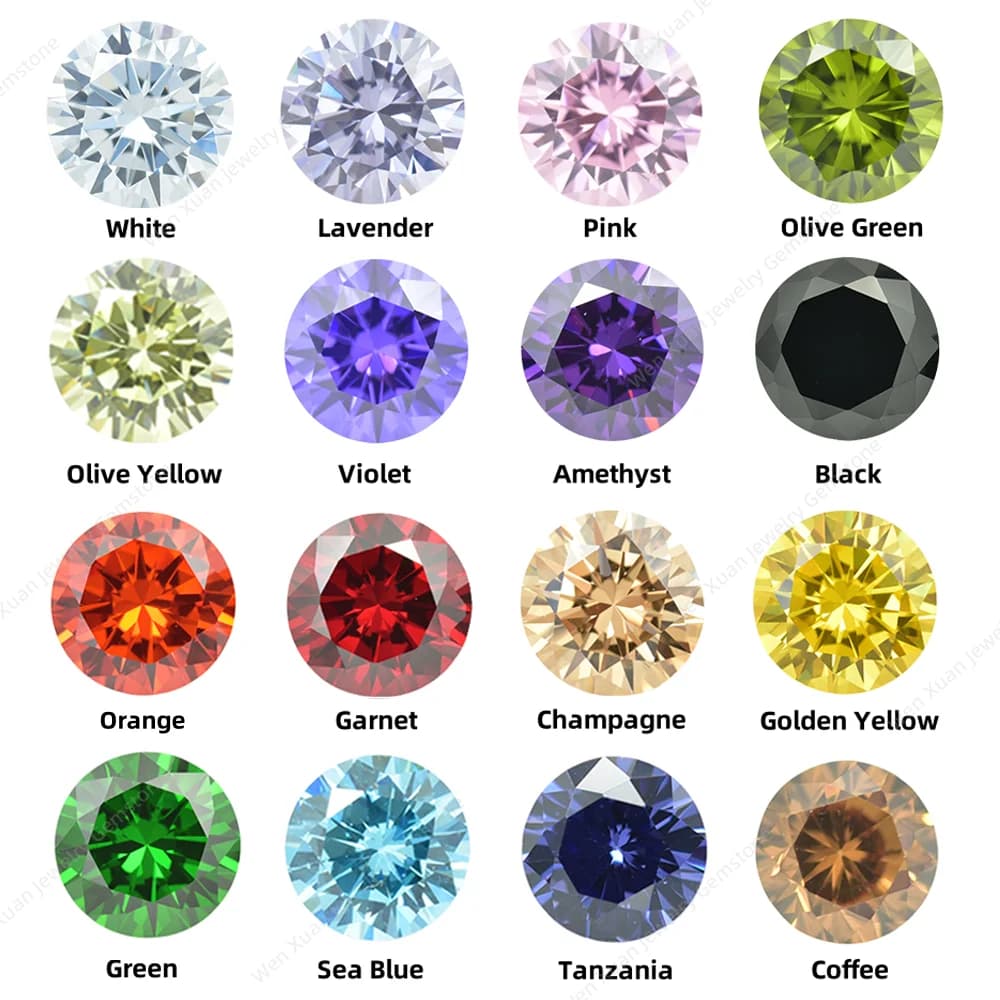 100pcs 0.8~4.0 Round Cut Multi Various colors loose cubic zirconia bead zircon stone aaaaa For Diy jewelry