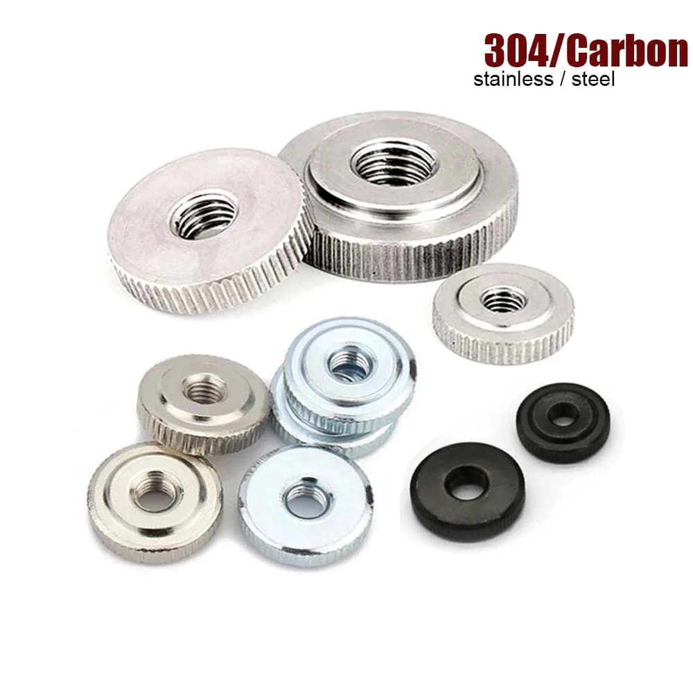 2/5/10 pièces M2 M2.5 M3 M4 M5 M6 M8 M10 304 acier au carbone inoxydable Zinc nickelé ajuster le nivellement moleté écrou de pouce sans outil