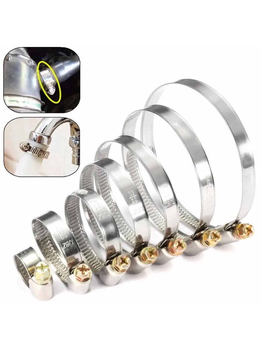 Lot de 5 colliers de serrage Jubilee en acier inoxydable véritable pour tuyaux de carburant, à vis sans fin, durables et anti-oxydation