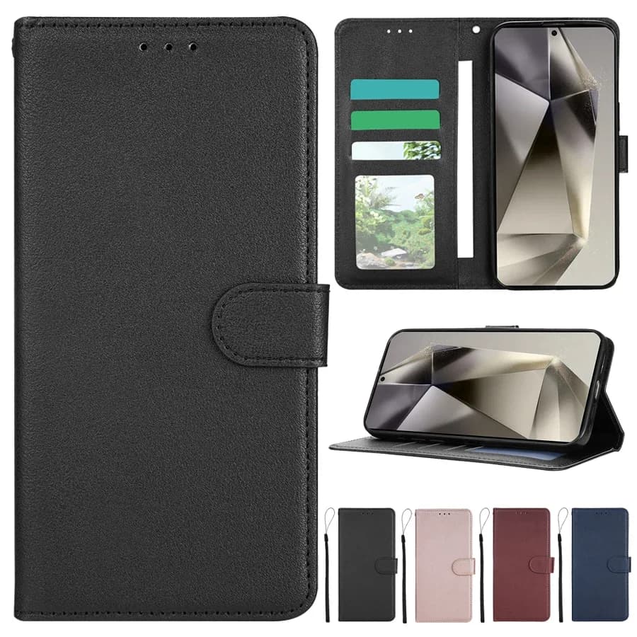 Étui portefeuille en cuir à rabat magnétique avec support de fente pour carte, pour Samsung Galaxy S24 Ultra S23 FE S22 Plus S21 S20 FE S10 S9 S8