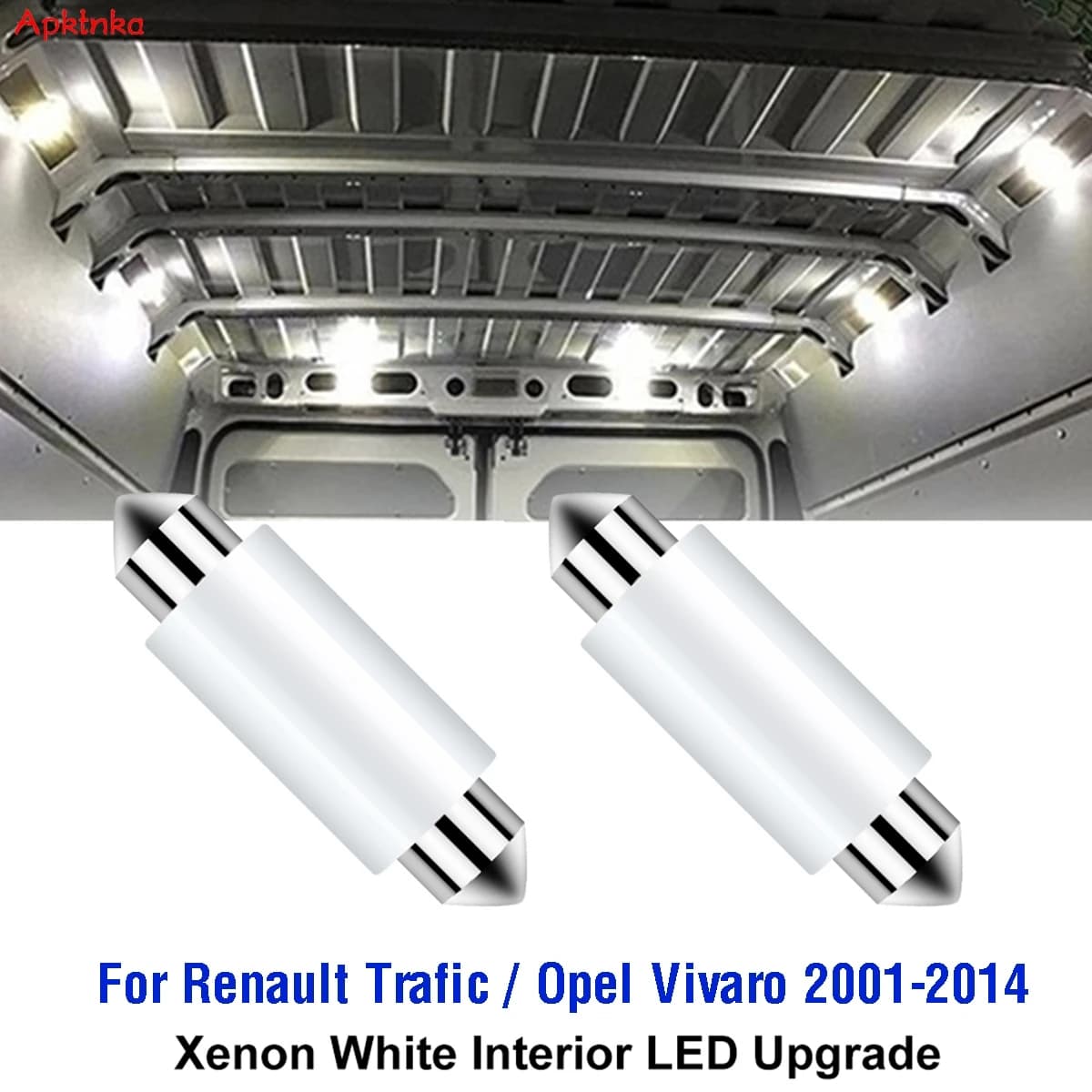 Apktnka – 2 ampoules Led pour voiture, lumière incandescente, 41mm, C5W, pour Renault, Trafic, Opel, Vivaro, Ford, Transit, Xenon, blanc