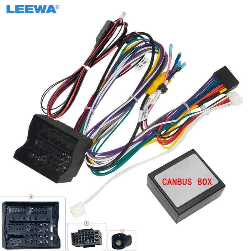 LEEWA-Adaptateur d'Alimentation pour Lecteur CD/DVD Android, Autoradio 16 Broches avec Boîtier Canbus pour Volkswagen Golf 7, Câblage de Prise Stéréo SFP
