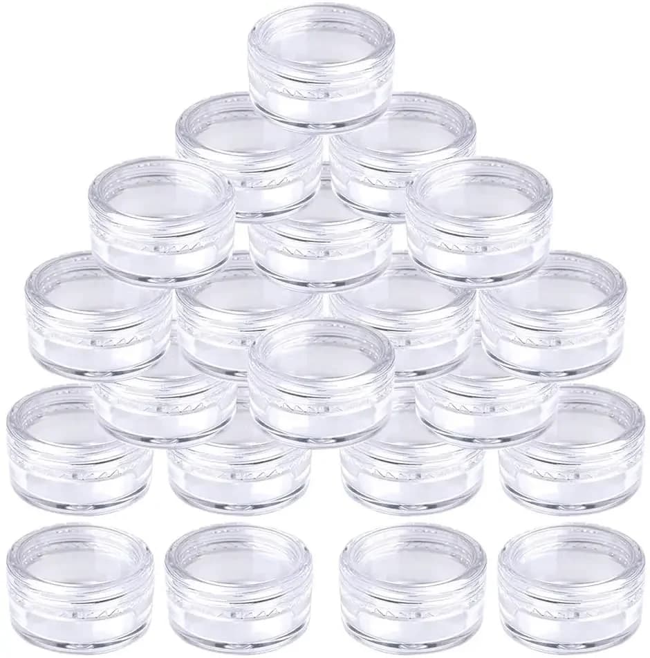 Pots cosmétiques de voyage en plastique avec couvercles, 10 pièces, 2g-20g, récipients ronds transparents pour échantillons, Pots à paillettes pour Nail Art, bouteilles de rangement pour maquillage
