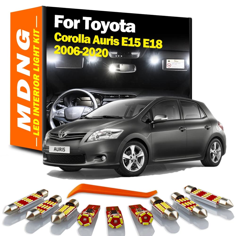 MDNG Canbus pour Toyota Corolla Auris E15 E18 2006-2020 Auto voiture ampoules LED intérieur carte dôme coffre lumière plaque d'immatriculation lampe Kit
