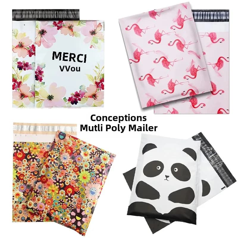 10 enveloppes en polyéthylène colorées de 25x33cm, motifs variés, sacs pour vêtements, enveloppes auto-adhésives, sacs cadeaux, enveloppes d'expédition