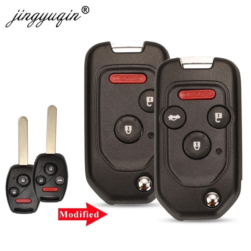 Jingyuqin – coque de clé télécommande modifiée 2/3/4BTN, pour Honda Fit CRV Civic Insight Ridgeline HRV Jazz ACCORD 2003 – 2013