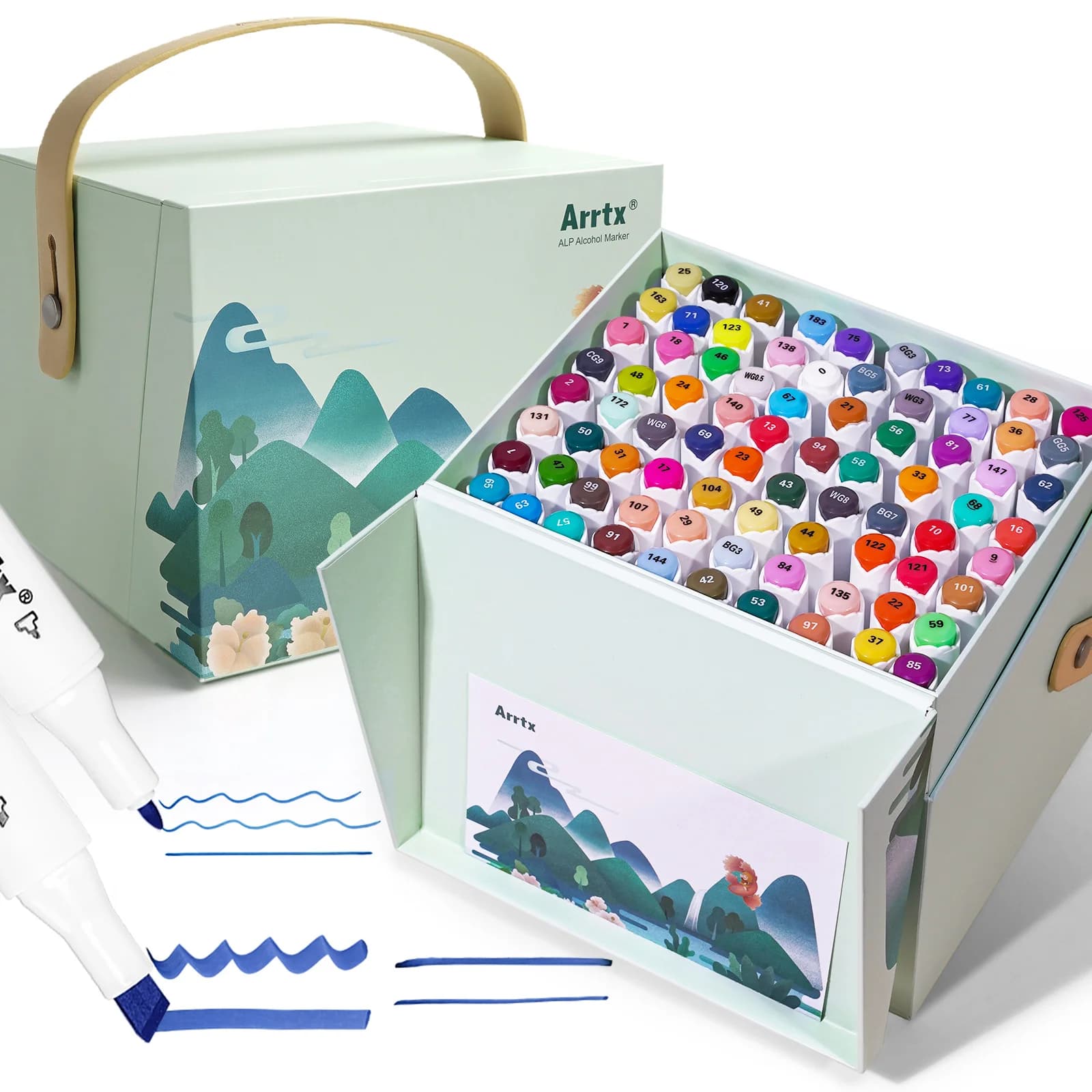 Arrtx ALP 66/80/90 Couleurs Marqueurs à l'alcool Pointes fines et biseautées Stylo de couleur pour illustration de portrait Convient aux débutants et aux artistes