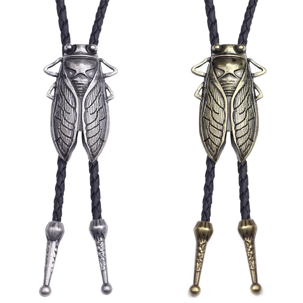 Collier pendentif en ULen cuir pour hommes, cigale en métal, Bolo aught rétro, cravate de la présidence, collier de chemise, nœud papillon, accessoires de cowboy, bijoux à la mode
