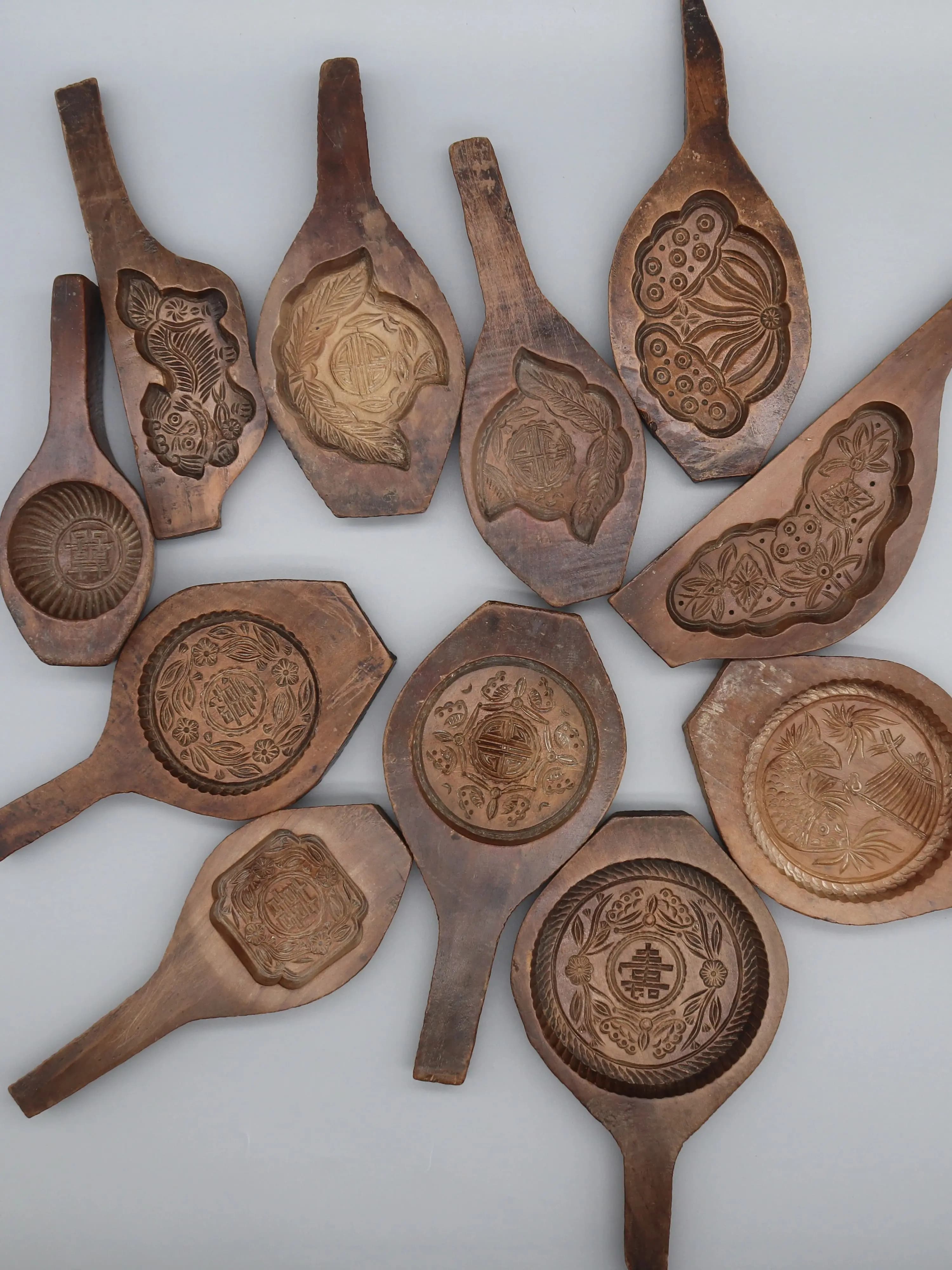 Moule à gâteau de lune ancien, moule en bois, accessoire de table