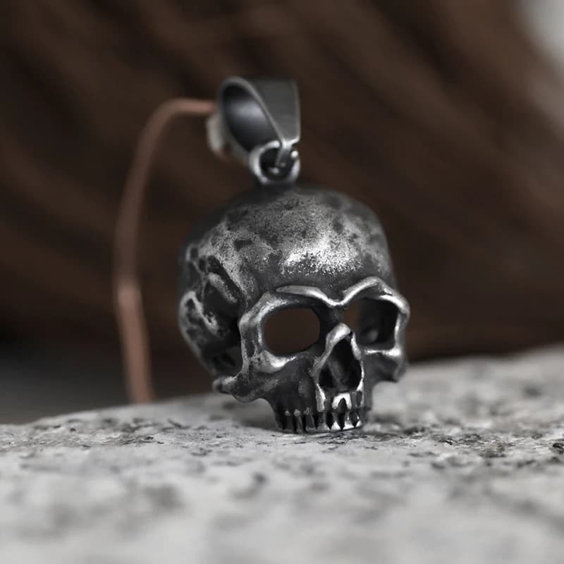 Collier pendentif tête de mort noire pour homme, acier inoxydable, bijoux de motard punk uniques, cadeaux d'Halloween, livraison directe, SION L