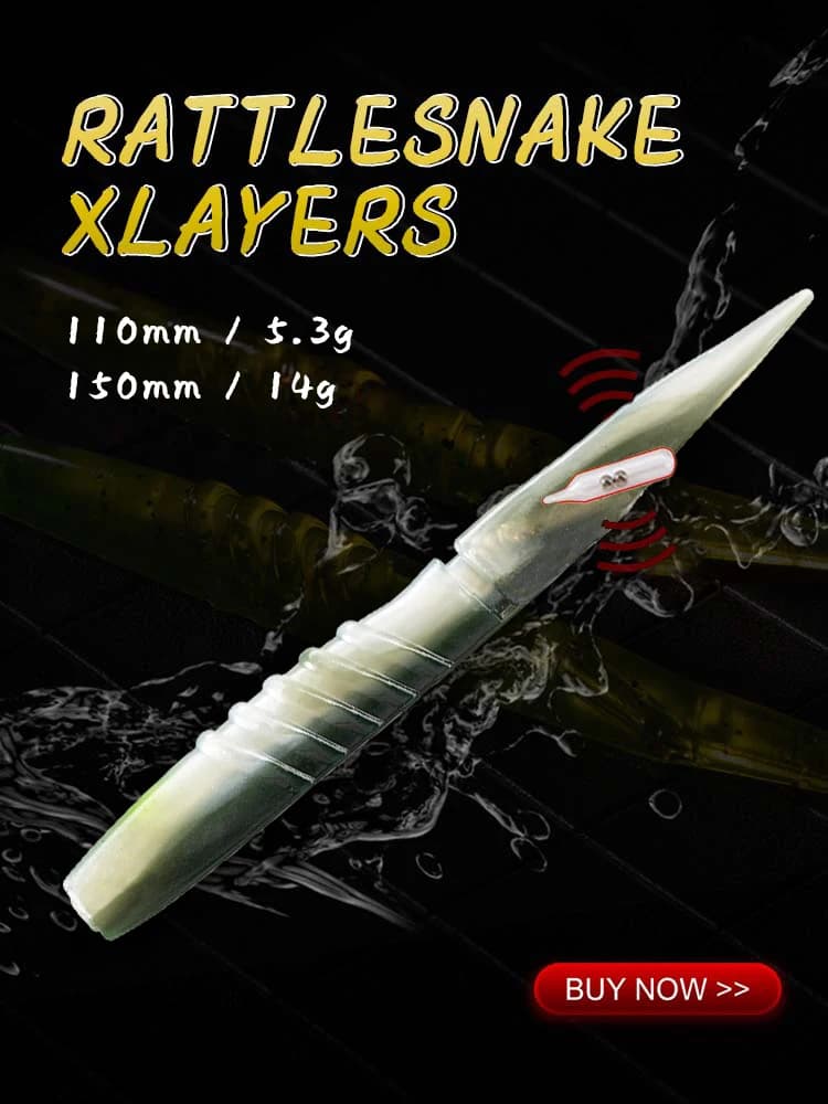 Hunthouse Xlayers Leurre Souple 110mm 5.3g 6Pcs 150mm 14g 4Pcs Matériau Silicone Fait du Bruit Appât de Pêche Artificiel pour Bass et Brochet