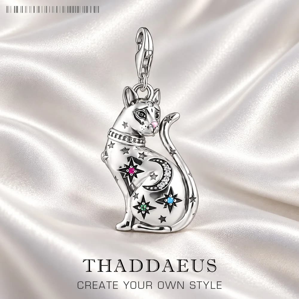 Breloque porte-bonheur personnelle Constellation de chat magique pour femmes, pendentif romantique en argent Sterling 925