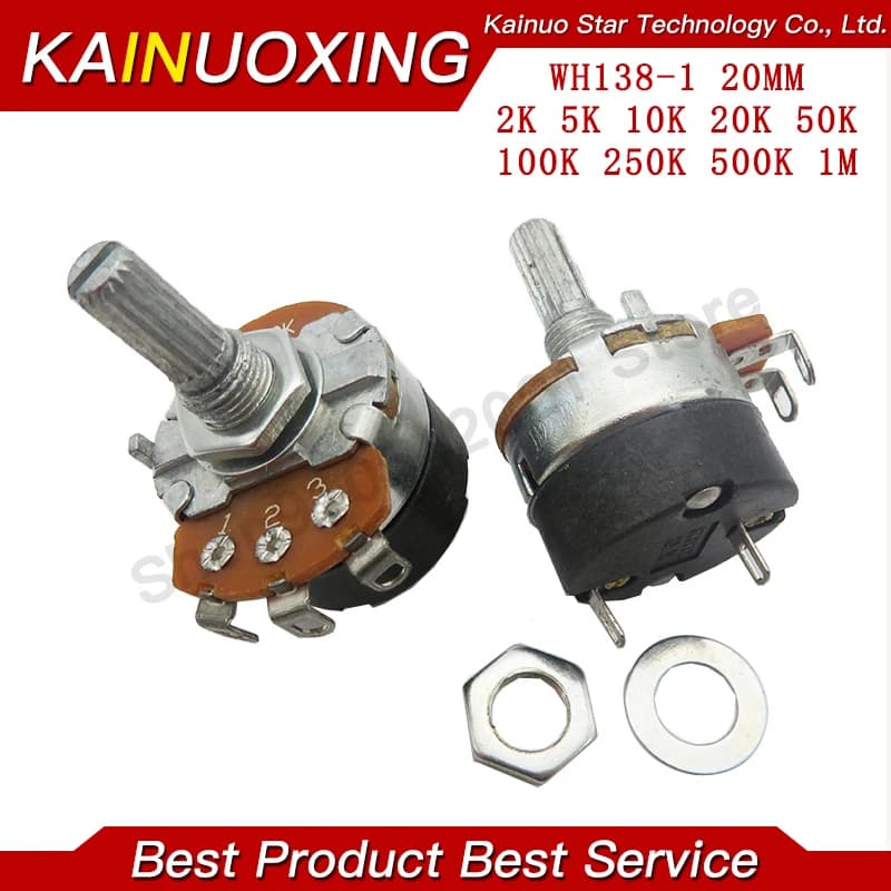 Régulateur de vitesse de résistance réglable WH138-1, avec interrupteur potentiomètre longueur 20mm B5K B10K B20K B50K B100K B250K B500K, 1 pièce