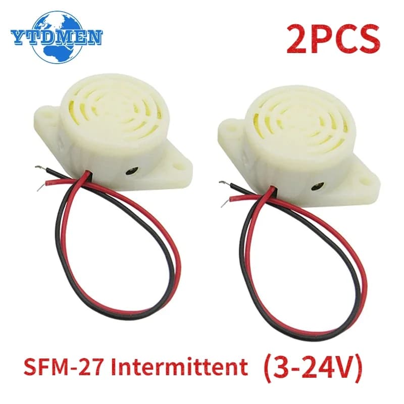 Buzzer SFM-27 95DB, 2 pièces, Buzzer actif à décibels élevés 3-24V 12V, buzzer électronique, alarme sonore Intermittente, pour Arduino