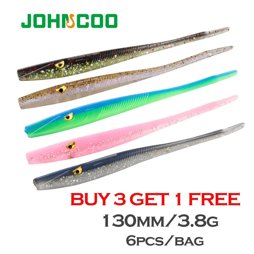 6 pièces leurre de pêche souple 130mm 3.8g appâts artificiels matériel de pêche bonne qualité vers Shad anguille bar matériel de pêche