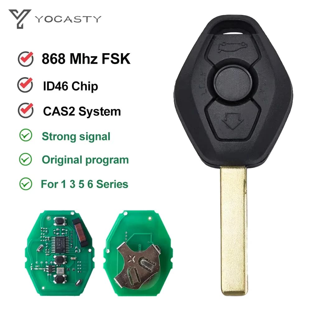 YOCASTY CAS2 CAS 2 clé à distance de remplacement 2 pistes pour BMW 1 E87 3 E46 5 E60 E61 6 E63 E64 série X5 E70 5WK49125 5WK49147