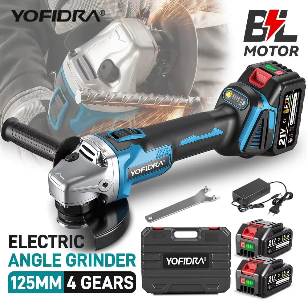 Meuleuse d'angle sans fil YOFIDRA 125 mm, outil de découpe et de ponçage pour le travail du bois, compatible avec les batteries Makita 18V-21V.