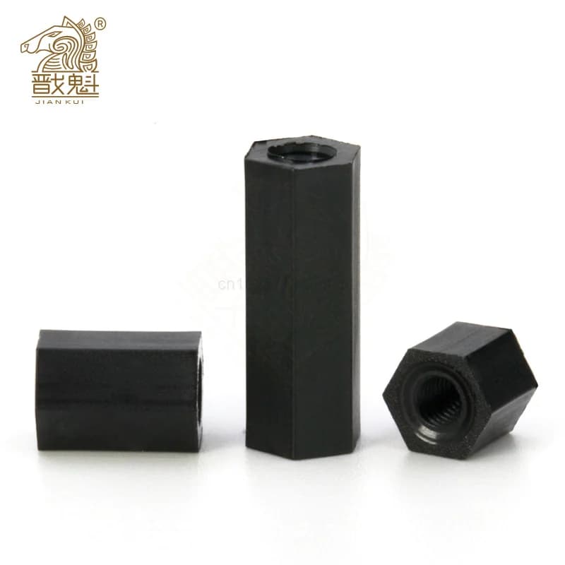 Entretoise en Nylon noir hexagonal femelle, fil hexagonal Double passage en plastique, carte mère PCB, 20/50 pièces, M2 M2, 5 M3 M4