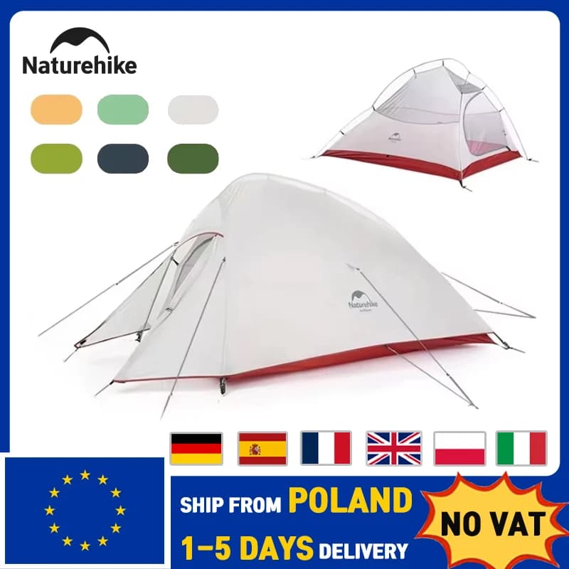 Tente ultralégère Naturehike Cloud Up 1 2 3 Pro pour 1 2 3 personnes, imperméable, pour la randonnée en plein air, la plage, en nylon 20D 210T, pour le camping et le backpacking.