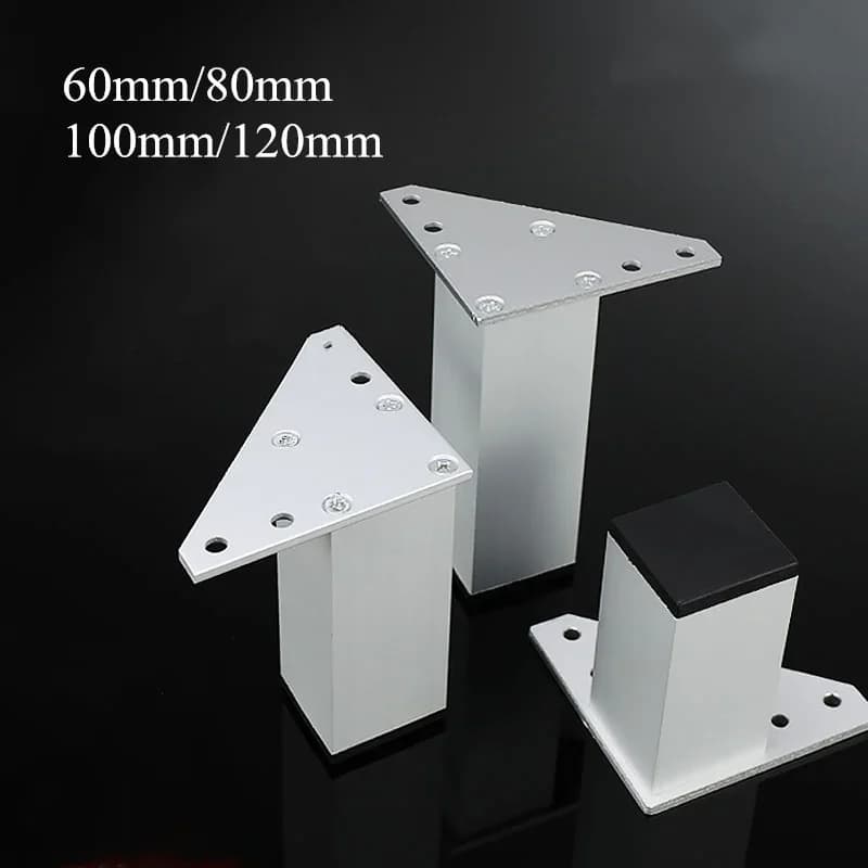 Pieds de Meuble Carrés en Métal pour Table Basse, Optique en Alliage d'Aluminium pour Meuble TV, Canapé, Support de Pied, artificiel évateur de Lit, 4 Pièces