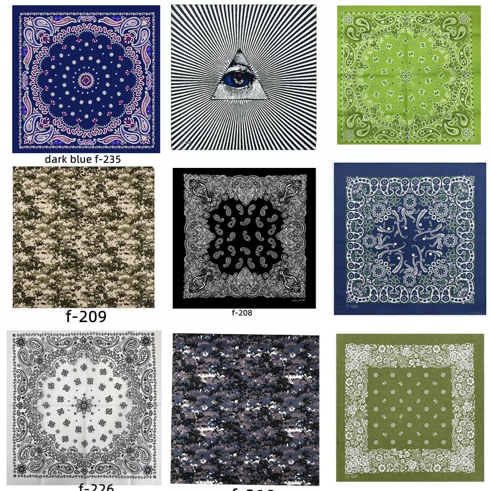 F-201 unisexe coton mélange Hip Hop Bandana chapeaux bandeau de cheveux écharpe cou poignet enveloppement bande magique tête carré écharpe mouchoir