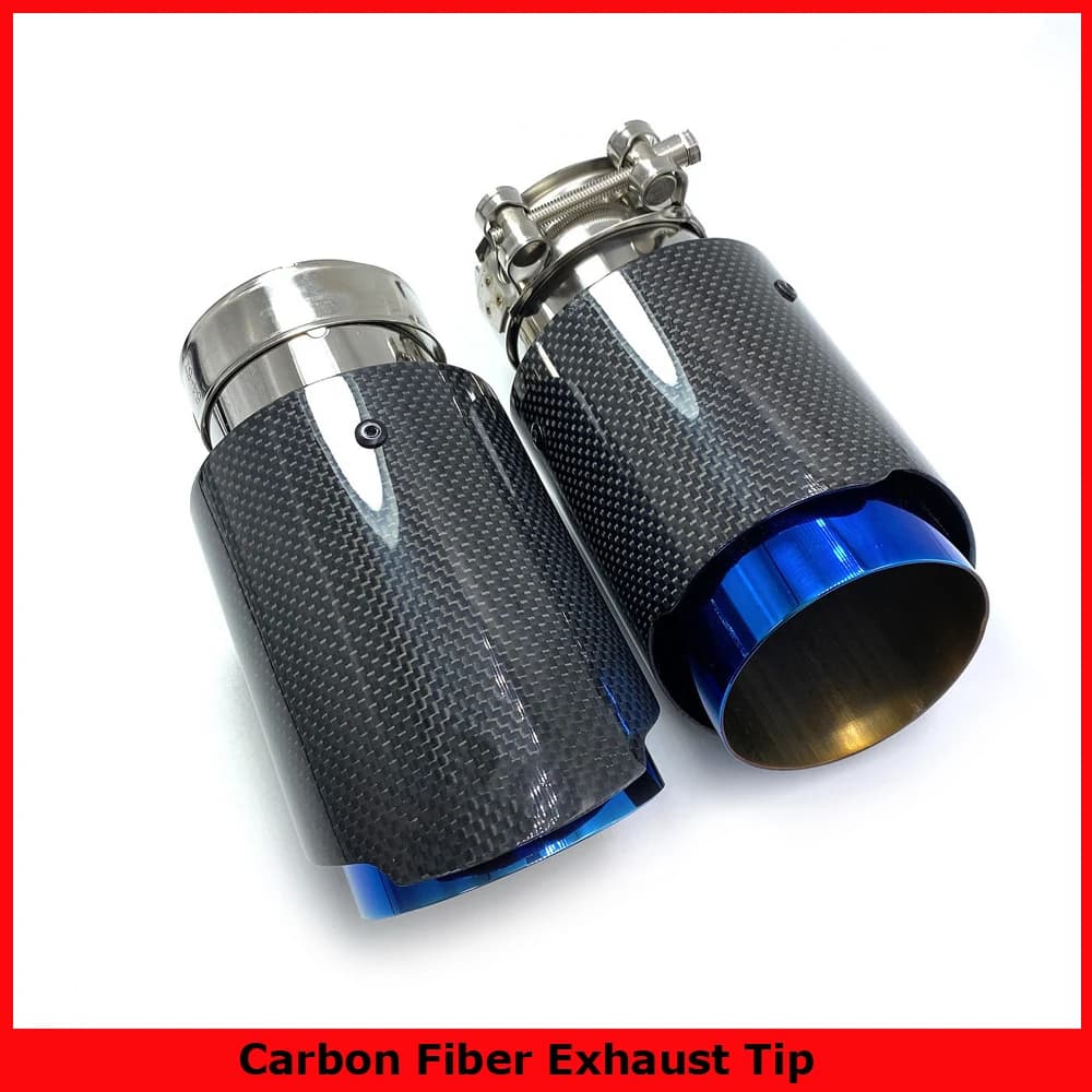 1 pièce Embout d'échappement de voiture en acier inoxydable bleu brillant effet carbone, embout de silencieux droit avec bride et REM pour BMW F30