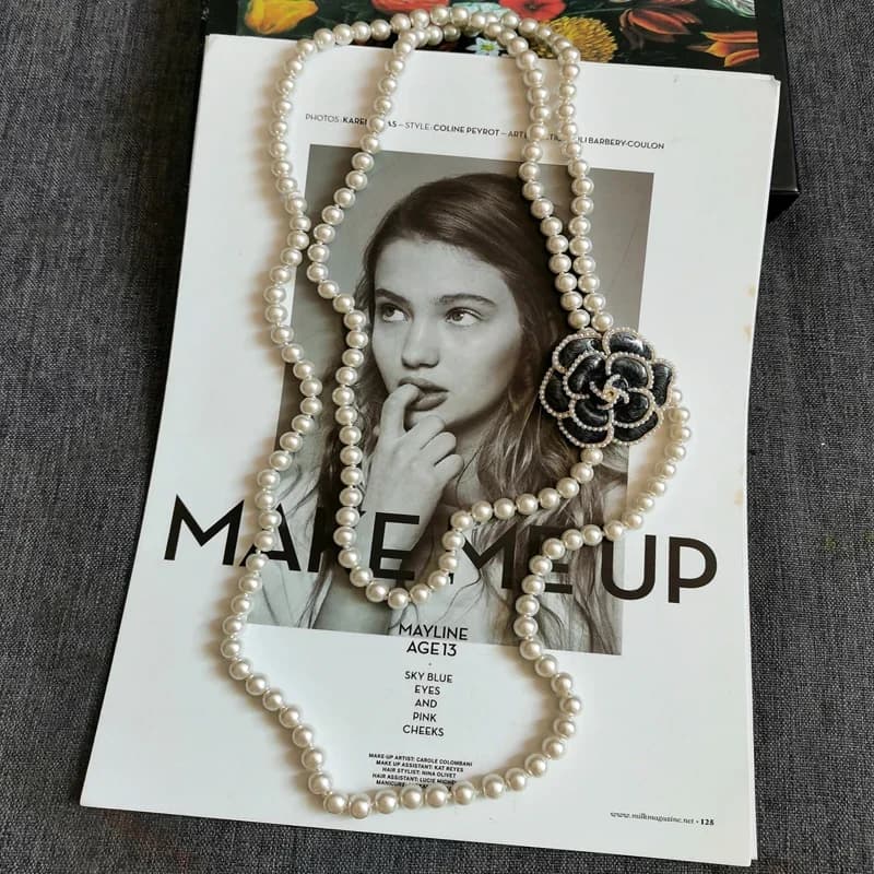 Collier superposé de perles AAA avec gros colliers de fleurs de camélia, bricolage de styliste