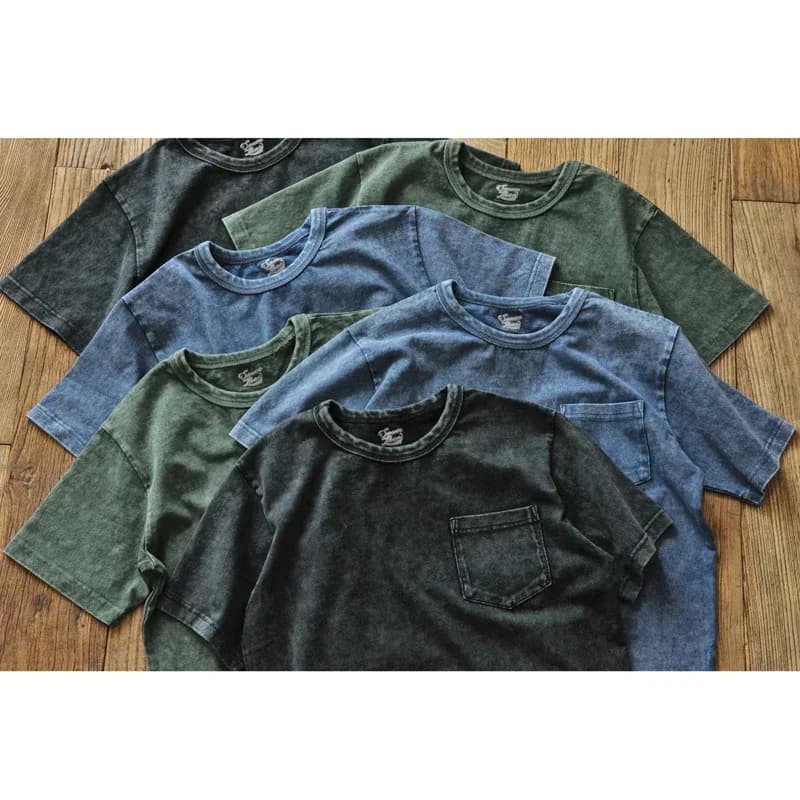 T-shirt vintage en pur coton pour homme, textile doublement tissé doux, anti-déformation, Batik, Ceaisszhan Oldtime stone washed scopic