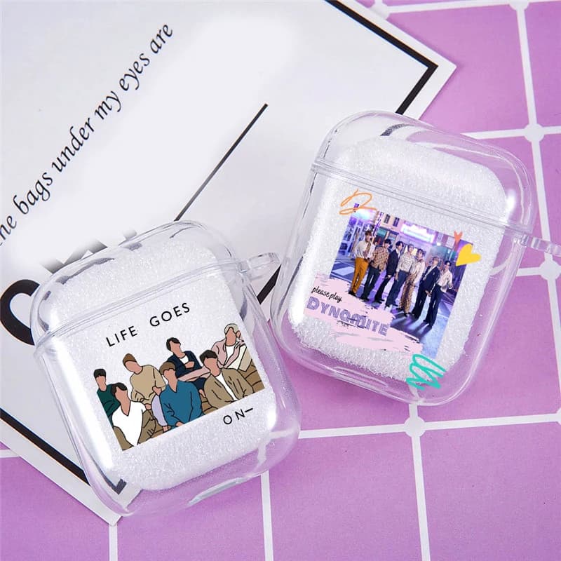 Étui Airpods 1/2 Pro en Silicone souple, étui transparent pour écouteurs Kpop coréen DYNAMITE, Protection pour écouteurs Apple, accessoires