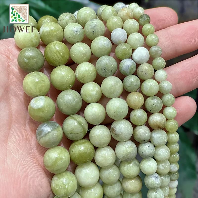 Perles rondes en pierre naturelle de jaspe vert citron, pour la fabrication de bijoux, Bracelet, collier, boucles d'oreilles, 15 pouces, brin 4/6/8/10/12mm