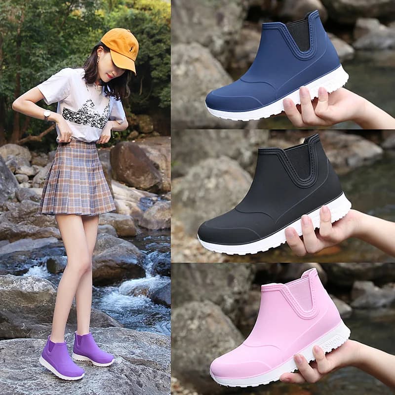 Bottes de pluie imperméables pour femmes, tube court, peluche, non ald, extérieur, lavage de voiture, adultes, hiver