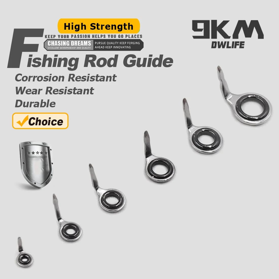 Guides de canne à pêche en acier inoxydable, 5 à 10 pièces, Kit de réparation de construction de canne, outil de pêche en eau douce et salée, œil d'anneau en céramique 1.5 ~ 6.8mm