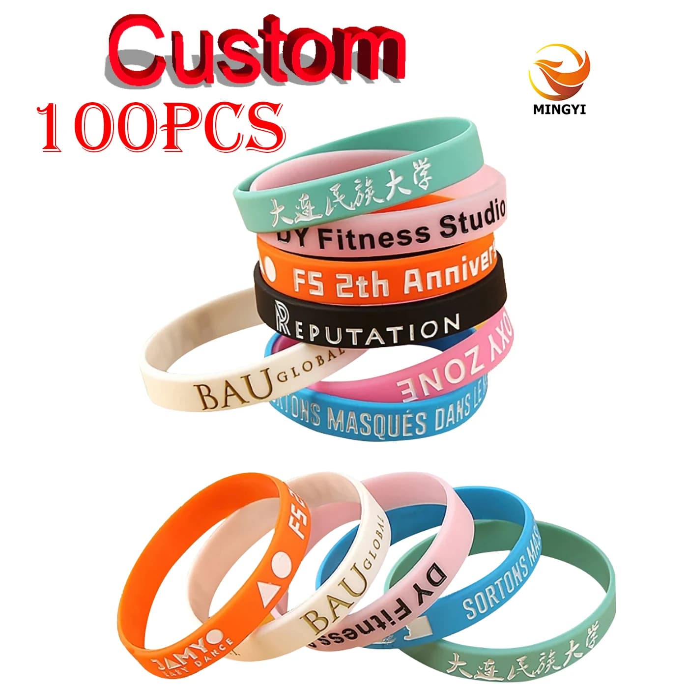 100 Bracelets en Silicone Personnalisés Gravés – Technique de Gravure en Relief – LOGO Personnalisable, ID, SOS – Bracelet Gravé Personnalisé