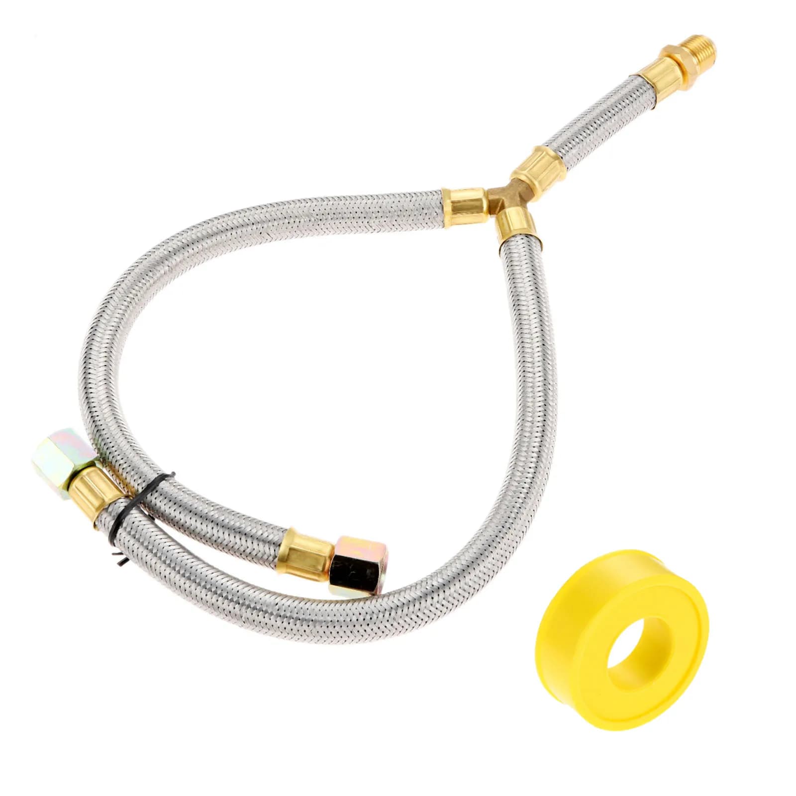 Adaptateur d'extension de séparateur en Y pour gril à propane, longueur de tuyau tressé 15, connexion évasée 3/8 ", kit de ruban de filetage de tuyau de gaz