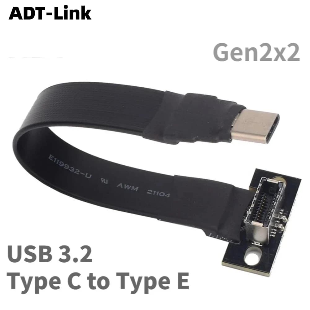 ADT 20Gbps interne USB 3.2 Gen 2x2 Type C vers Type E adaptateur câble plat USB 3.2 Type C-E pour carte mère ITX ATX A4 boîtier PC