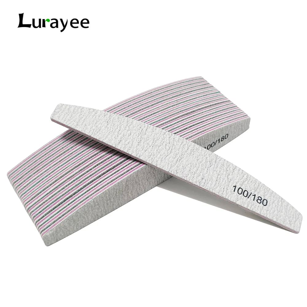 Tampon de lime à ongles 100/180 grain demi-lune limes à ongles Double face papier de verre ponçage des ongles meulage Gel vernis à ongles outil de manucure