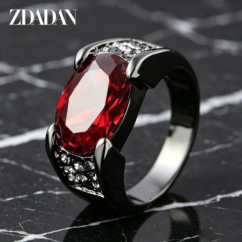 ZDADAN-Bague en argent regardé 925 pour homme et femme, bijoux en cristal rouge et violet, cadeau de fête, nouveauté