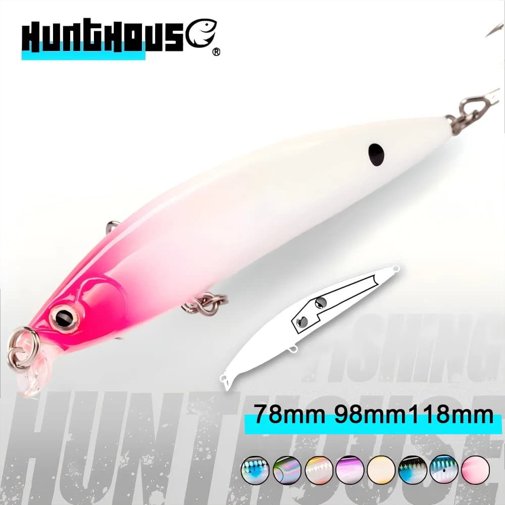 Hunthouse – leurre méné pour la pêche en eau salée peu profonde, appât pour le lancer longue distance, wobbler, matériel pour pêcher le bar, iorn, 78 & 98 & 118mm