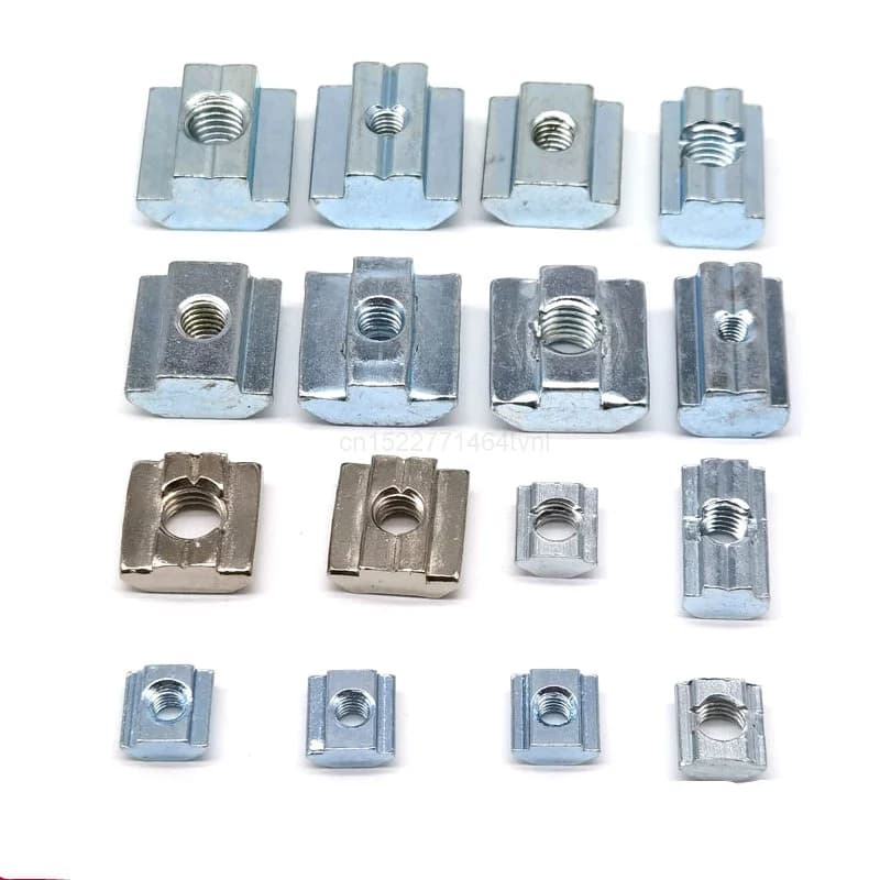10/50 pièces Écrous carrés en T M3 M4 M5 M6 M8 M10, écrous à marteau coulissant pour profilés aluminium 2020 3030 4040 4545
