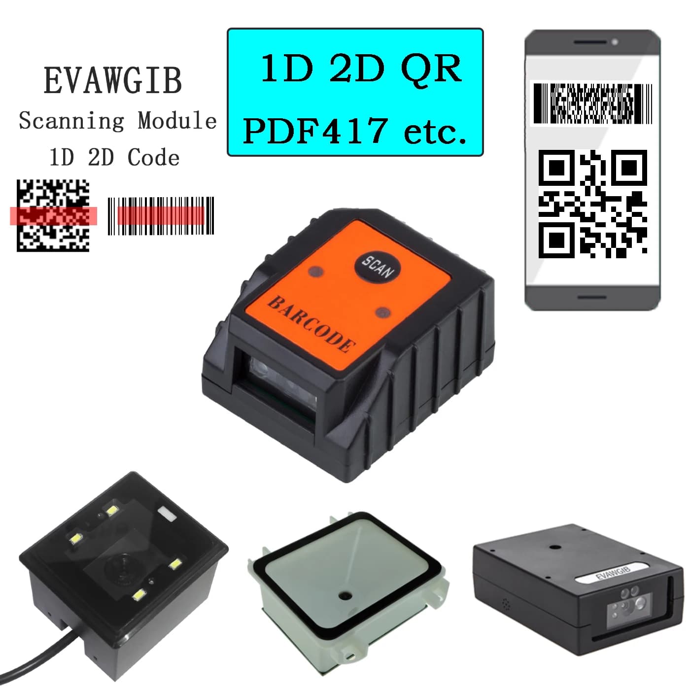 Scanner de codes-barres USB série TTL RS232 de taille mini, lecteur de codes-barres auto-inductif CCD/JO/QR, mini technologie de balayage automatique, paiement mobile