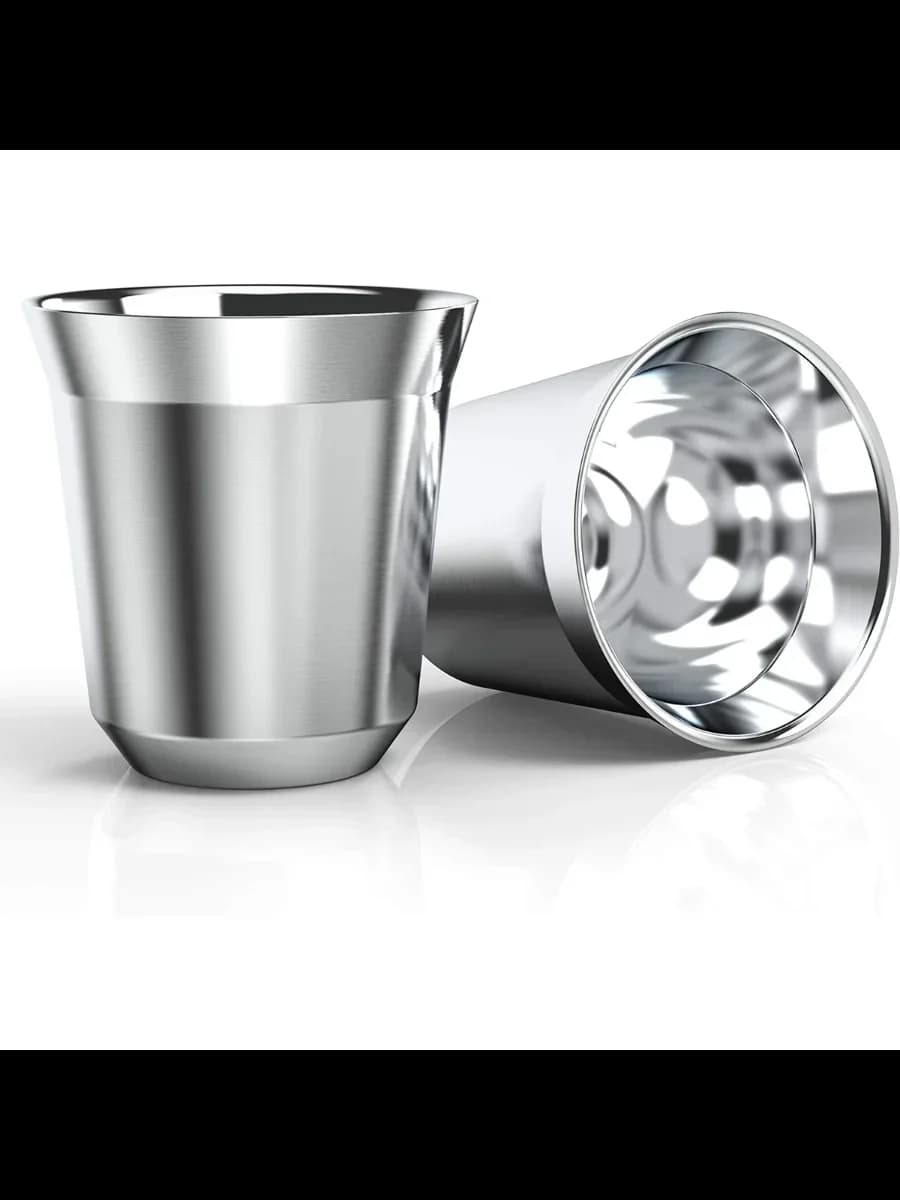 Tasses à expresso en acier inoxydable 304, 2 pièces, Double paroi, capsules thermiquement isolées, tasse à café pour événements intérieurs ou extérieurs, 80/160ML