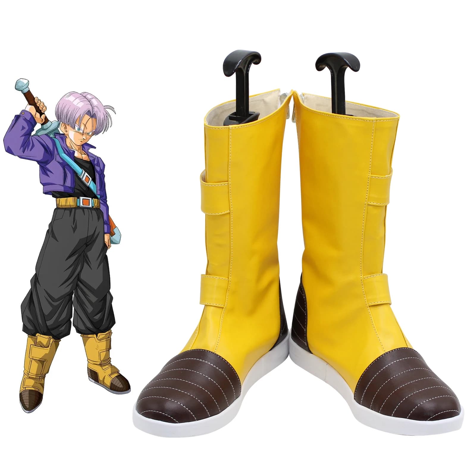 Chaussures de cosplay Future Trunks, bottes courtes jaunes d'anime C006, en stock