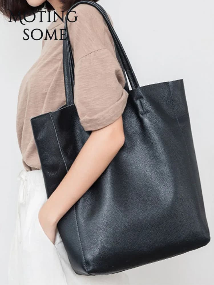 Sac fourre-tout en cuir véritable pour femme, style simple, cuir de vachette de haute qualité, grand sac shopper, fourre-tout pour femme, sac initié en cuir de veau, nouveau, 2021