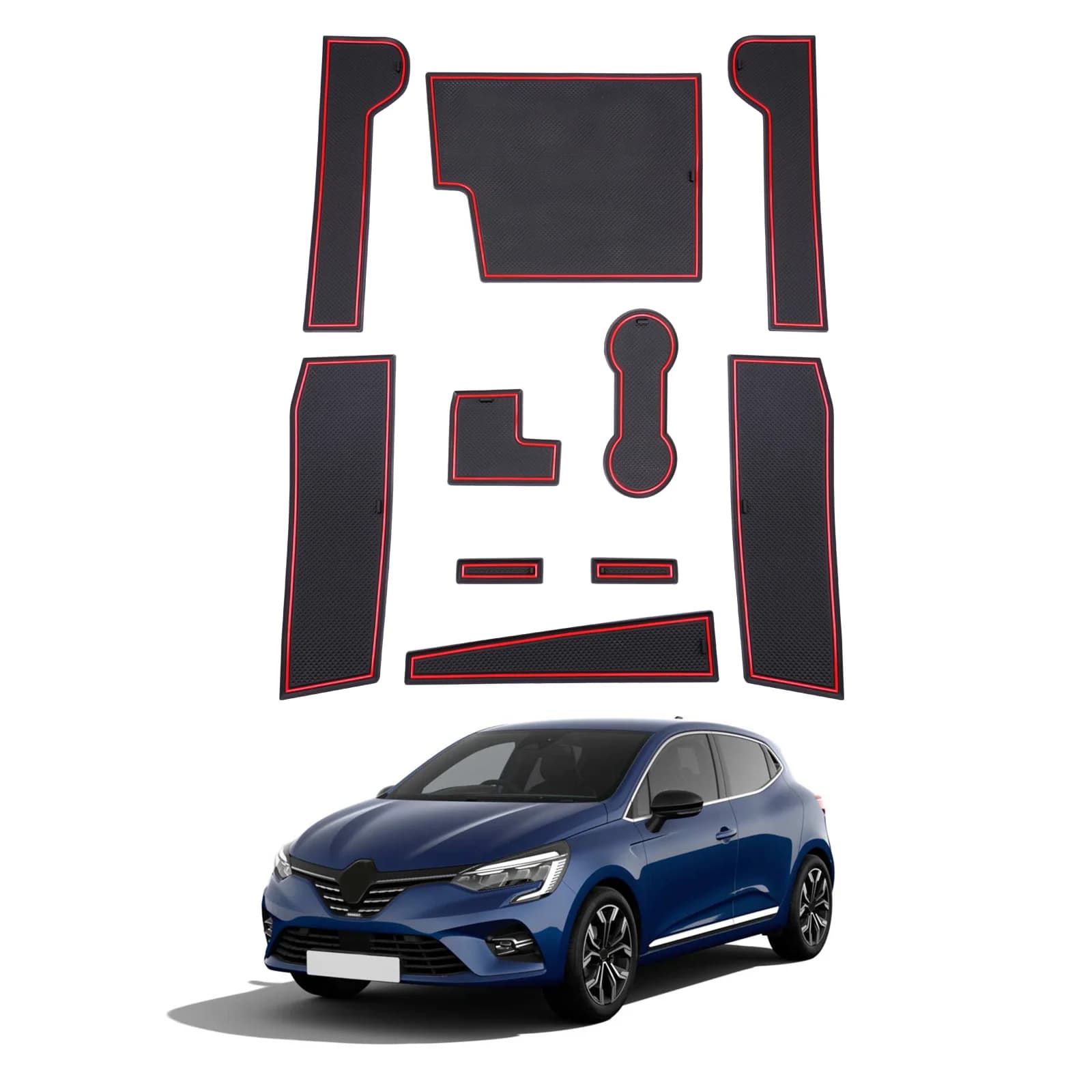 RUIYA pour Renault Clio 5 2020 2021 2022 2023 2024 Freins Electroniques Tapis de Porte de Voiture Anti-dérapant Tapis de Fente Auto Intérieur Renault Clio 5 Accessoires 2023