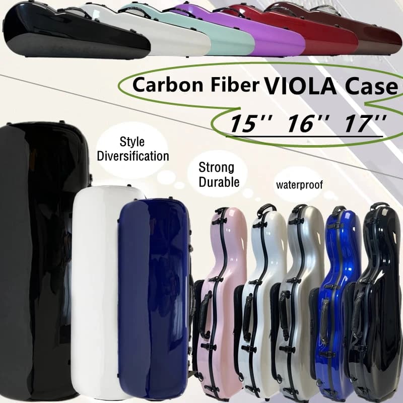 Antichoc étanche en fibre de carbone 15 ''16'' 17 ''viola coque Rigide Stockage Protéger viola boîte sac sac à dos