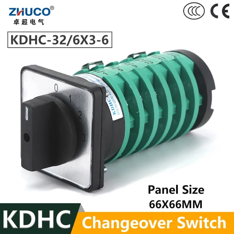 ZHUCO KDHC-32/6X3-6 690V 32A 4 positions 6 pôles électrique réglable Machine à souder commutateur à came rotatif personnalisé