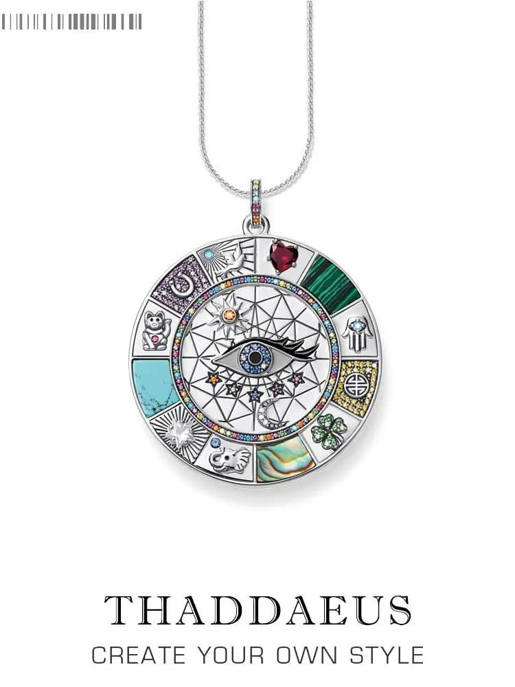 Collier amulette symboles porte-bonheur magiques, nouveaux bijoux fins européens en argent Sterling 925, cadeau Turquoise pour femmes