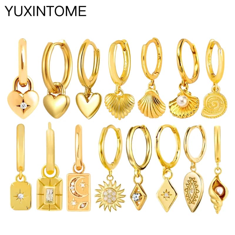 Boucles d'oreilles Vintage en argent Sterling 925 pour femmes, pendentif carré rond, coquille de cristal, géométrique, bijoux à la mode