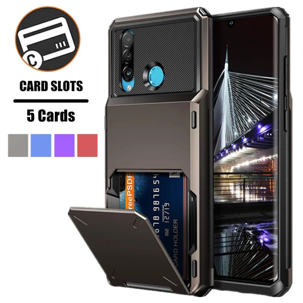 Housse de carte de crédit pour Huawei, fentes pour portefeuille, P30 Lite, P40, P20 Pro, P Smart, 2019 Case Funda