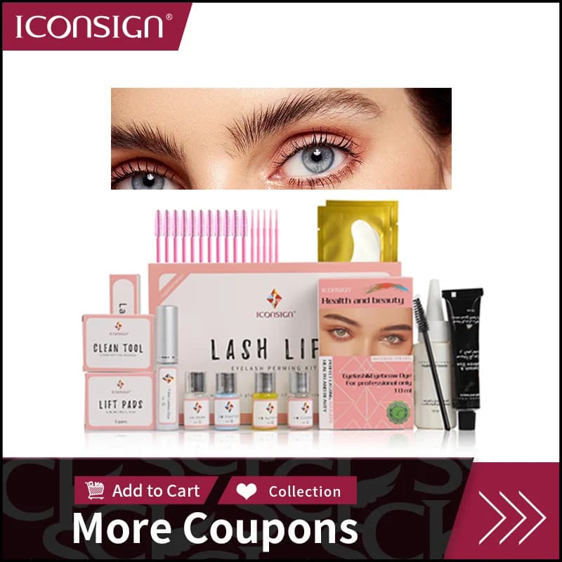 ICONSIGN – Kit de levage de cils, Version améliorée et Kit de teinte de teinture pour sourcils, Mascara de teinture pour sourcils, outils de maquillage pour les yeux, livraison directe